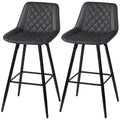 PU Leather Counter Height Bar Chairs Set of 2, 27.75" Bar Stools with Metal Legs for Dining Area, Kitchen Island, Black