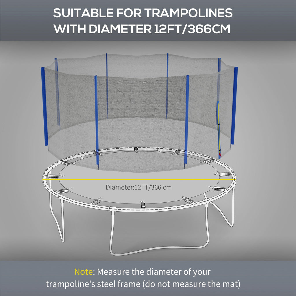 Trampoline Net Enclosure, Trampoline Netting Replacement with Zippered Entrance for 12ft Round Trampoline