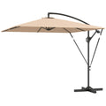 Patio Offset Umbrella UPF 50+ UV Protection, Crank Parasol with Base, Cover & Wind Securing, Khaki
