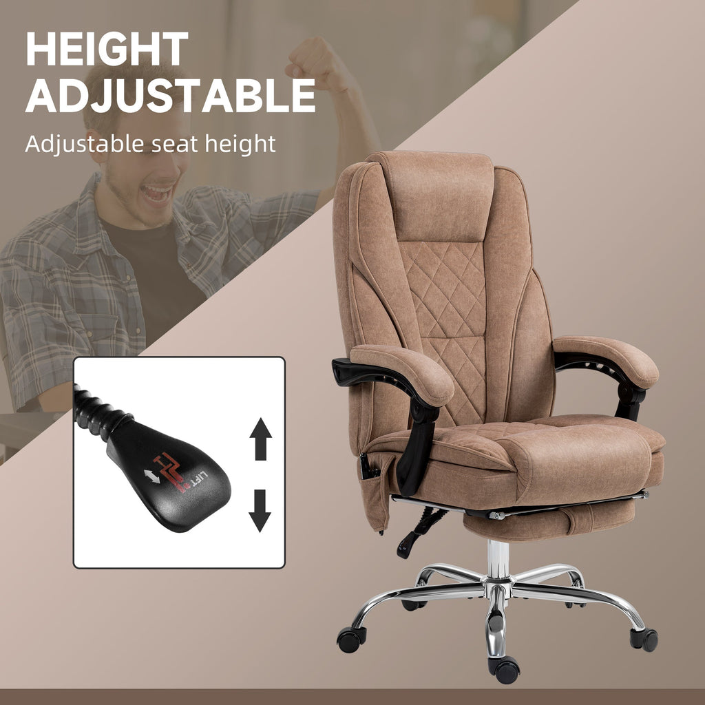 Massage Office Chair, Reclining Computer Chair with Adjustable Height and Footrest, Brown